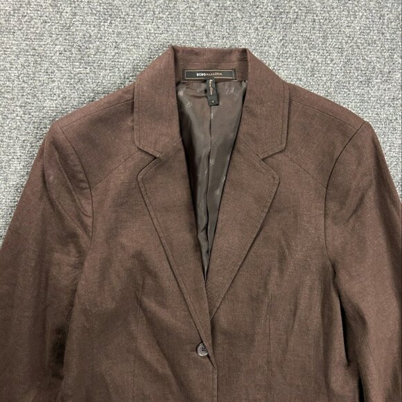 BCBGMaxazria Blazer Womens Medium Brown Jacket Linen Blend Adults - Picture 9 of 10
